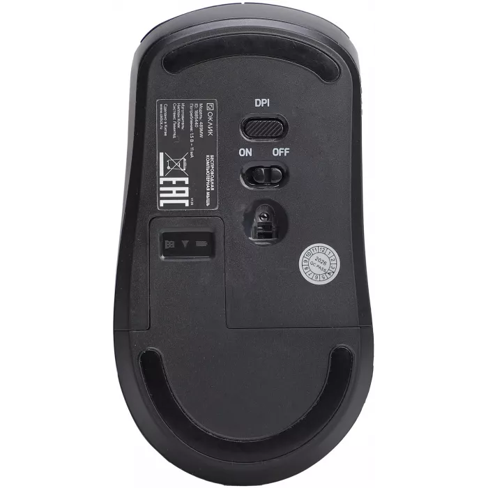 Мышь Оклик 489MW черный оптическая 3200dpi silent беспров. BT/Radio USB 6but (1885440)