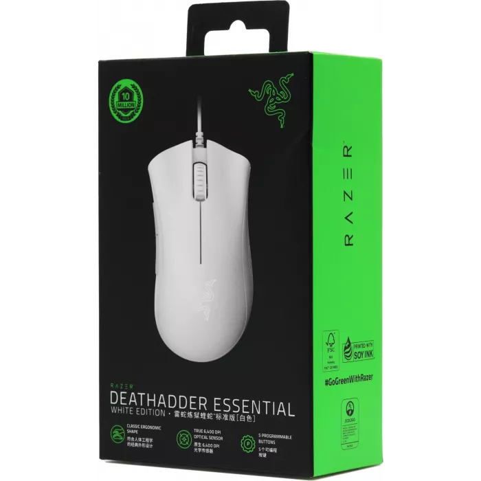 Мышь Razer DeathAdder Essential белый оптическая 6400dpi USB 5but (RZ01-03850200-R3C1)