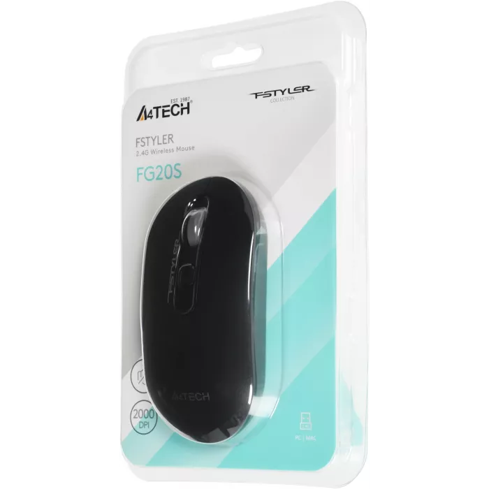 Мышь A4Tech Fstyler FG20S серый оптическая 2000dpi silent беспров. USB для ноутбука 3but (FG20S USB GREY)