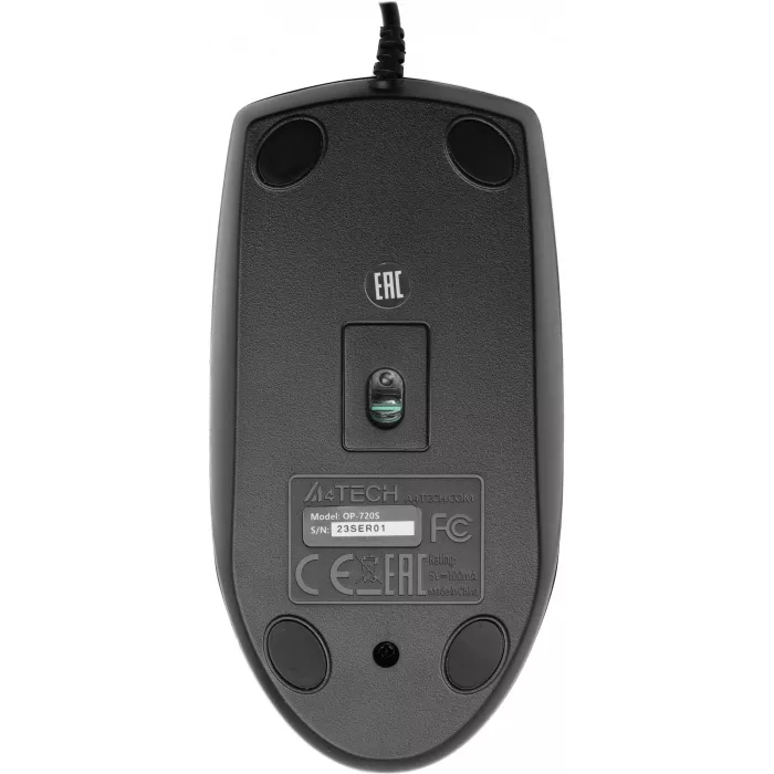 Мышь A4Tech OP-720S черный оптическая 1200dpi silent USB 2but