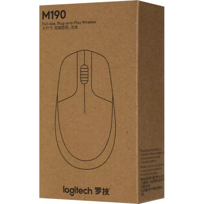 Мышь Logitech M190 черный/темно-серый оптическая 1000dpi беспров. USB 2but (910-005923)