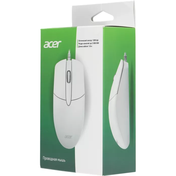 Мышь Acer OMW300 белый оптическая 1200dpi USB 3but (ZL.MCECC.01V)