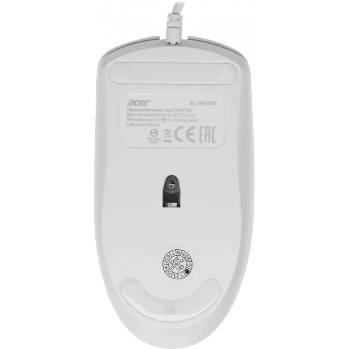 Мышь Acer OMW300 белый оптическая 1200dpi USB 3but (ZL.MCECC.01V)