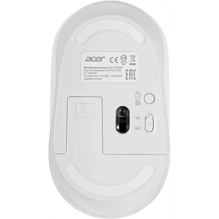 Мышь Acer OMR308 белый оптическая 1600dpi беспров. BT/Radio USB 4but (ZL.MCECC.023)