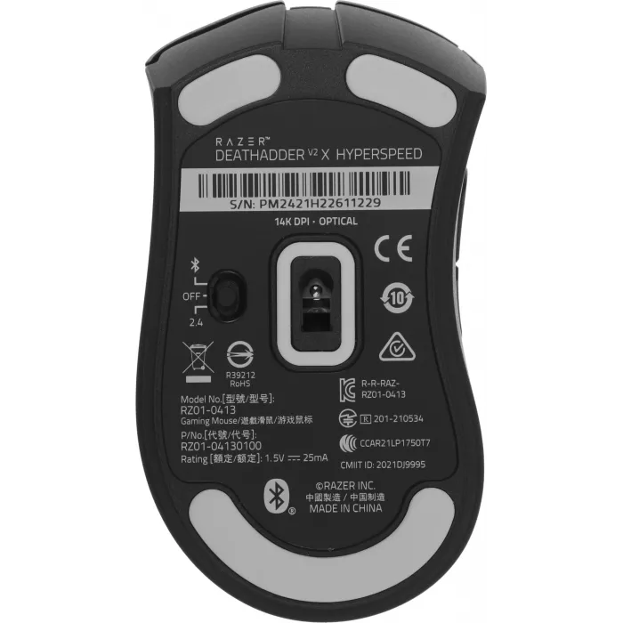 Мышь Razer DeathAdder V2 X HyperSpeed черный оптическая 14000dpi беспров. BT/Radio USB 6but (RZ01-04130100-R3C1)