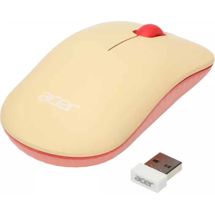 Мышь Acer OMR205 розовый/бежевый оптическая 1200dpi беспров. USB для ноутбука 3but (ZL.MCEEE.02L)