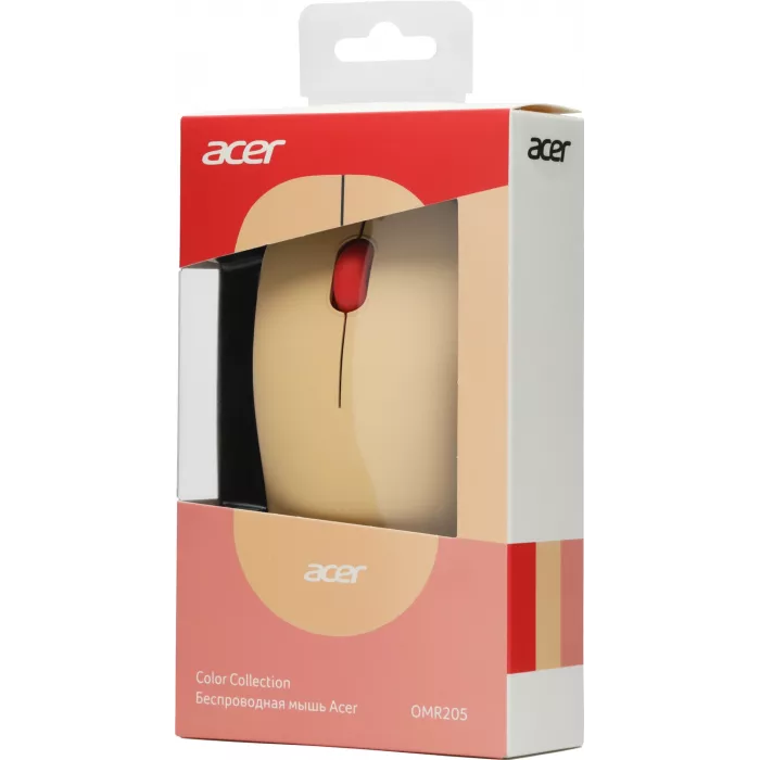 Мышь Acer OMR205 розовый/бежевый оптическая 1200dpi беспров. USB для ноутбука 3but (ZL.MCEEE.02L)