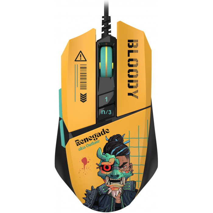 Мышь A4Tech Bloody W63 Max Renegade желтый/рисунок оптическая 12000dpi USB (W63 MAX)