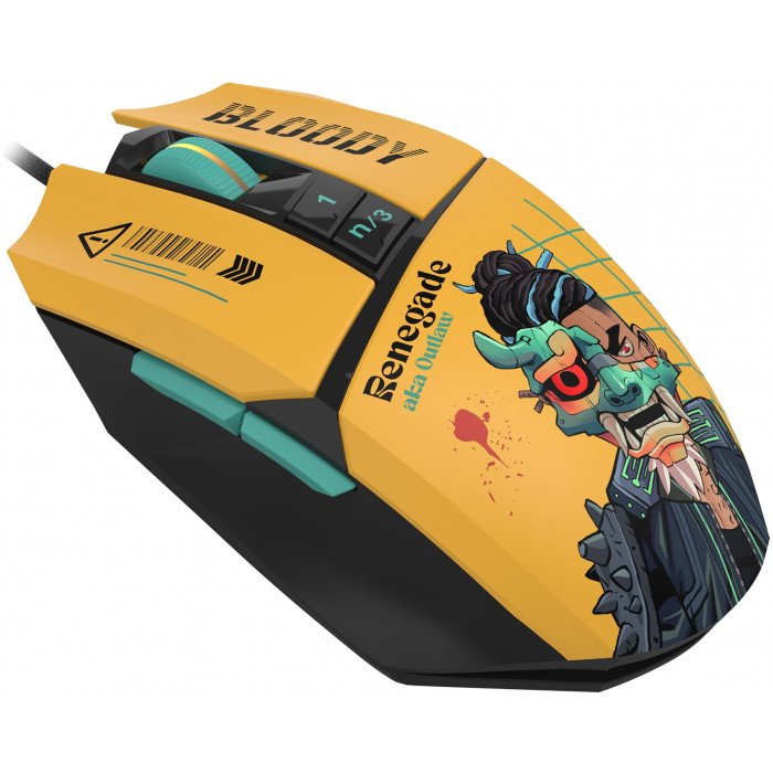 Мышь A4Tech Bloody W63 Max Renegade желтый/рисунок оптическая 12000dpi USB (W63 MAX)
