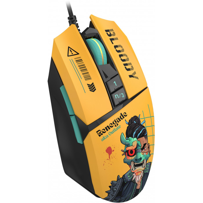 Мышь A4Tech Bloody W63 Max Renegade желтый/рисунок оптическая 12000dpi USB (W63 MAX)