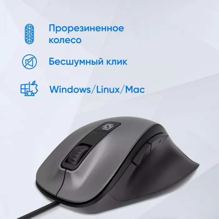 Мышь Оклик 504M черный/серый оптическая 3600dpi silent USB 6but (2004741)