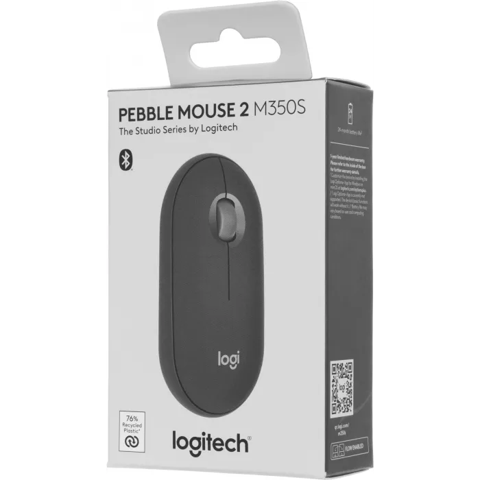 Мышь Logitech Pebble 2 M350S графитовый оптическая 4000dpi silent беспров. BT для ноутбука 2but (910-006988)
