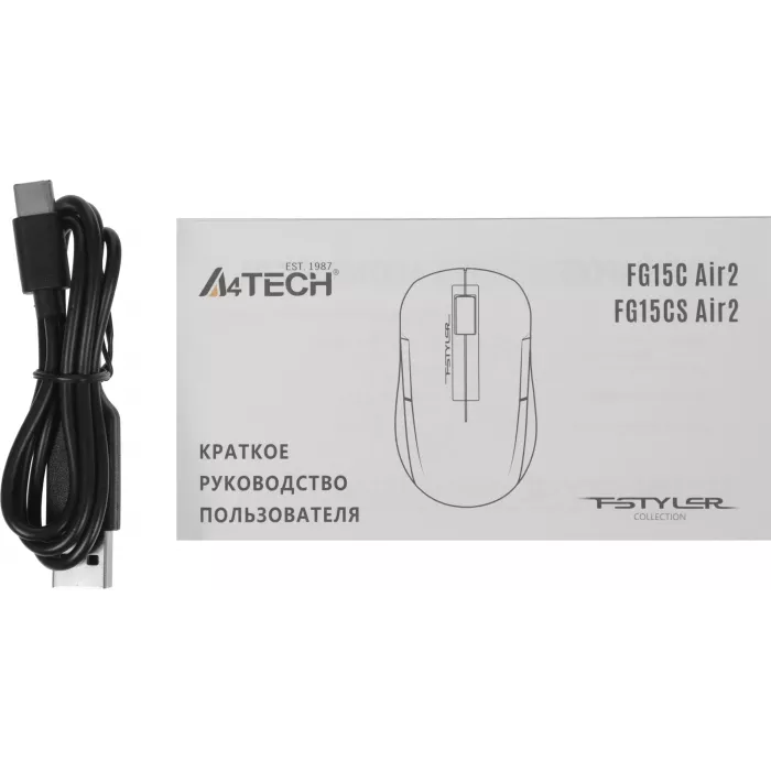 Мышь A4Tech Fstyler FG15CS Air2 белый оптическая 1200dpi silent беспров. USB для ноутбука 3but