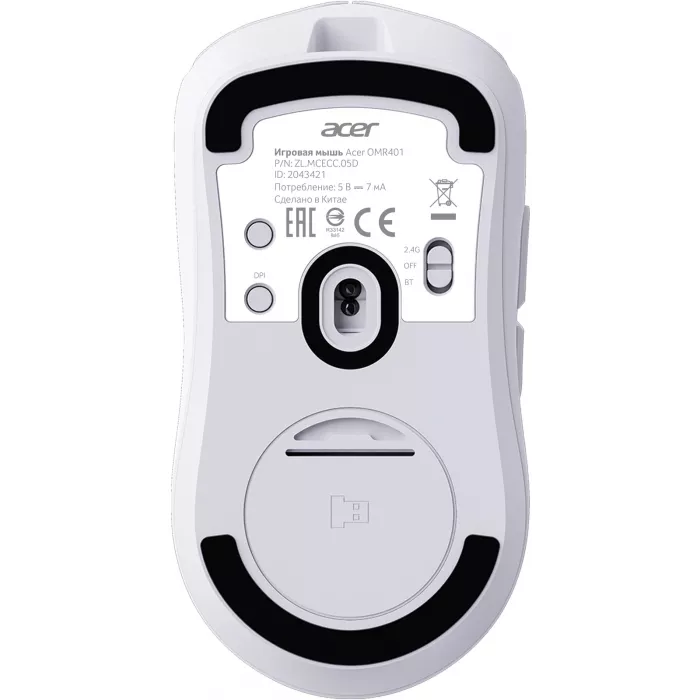 Мышь Acer OMR401 белый оптическая 12000dpi беспров. BT/Radio USB 5but (ZL.MCECC.05D)
