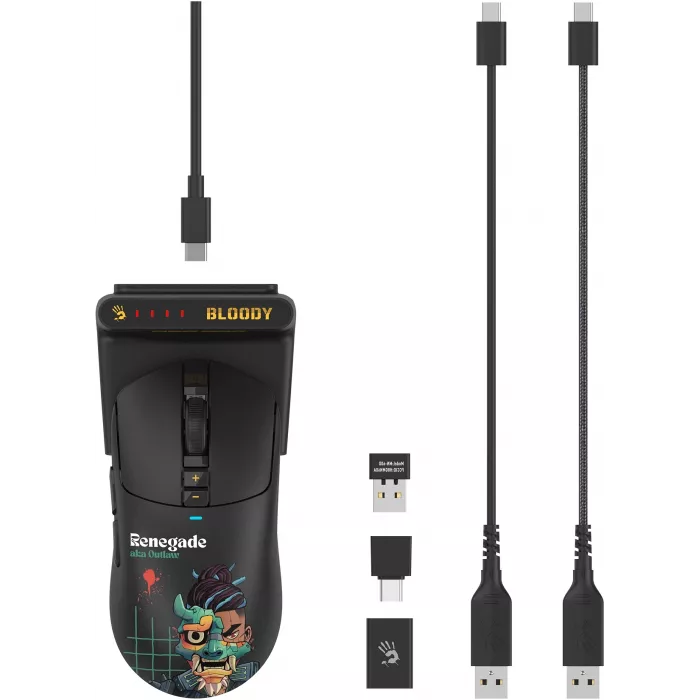 Мышь A4Tech Bloody R72 Ultra Duo Renegade черный оптическая 20000dpi беспров. USB/USB-C 7but