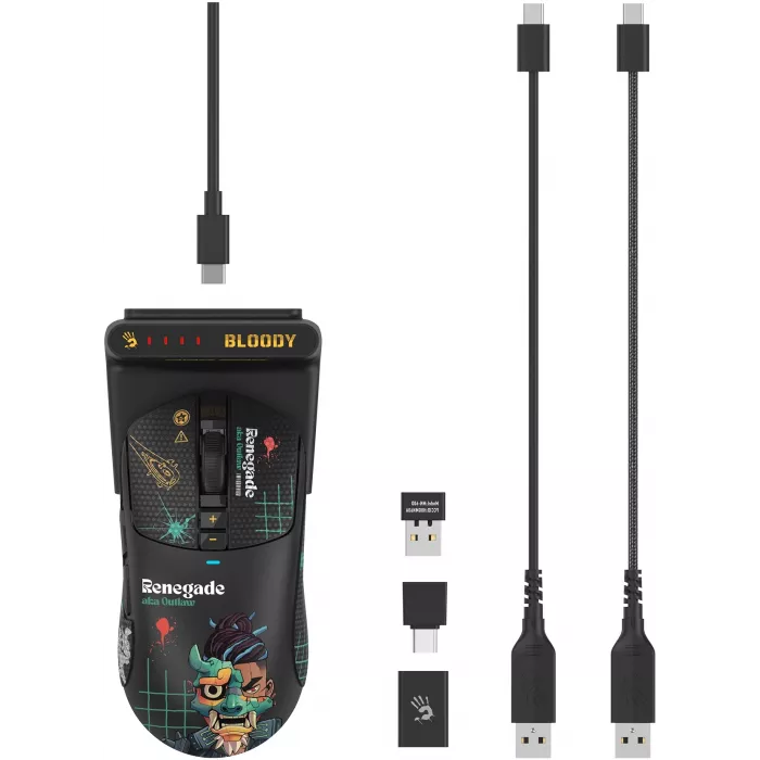 Мышь A4Tech Bloody R72 Ultra Duo Renegade черный оптическая 20000dpi беспров. USB/USB-C 7but