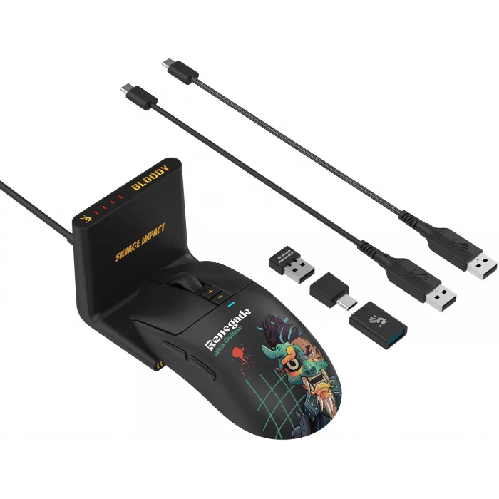 Мышь A4Tech Bloody R72 Ultra Duo Renegade черный оптическая 20000dpi беспров. USB/USB-C 7but