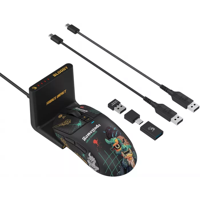 Мышь A4Tech Bloody R72 Ultra Duo Renegade черный оптическая 20000dpi беспров. USB/USB-C 7but