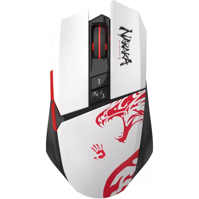 Мышь A4Tech Bloody R36 Ultra белый/черный/красный оптическая 12000dpi беспров. USB 7but (R36 ULTRA NARAKA USB)