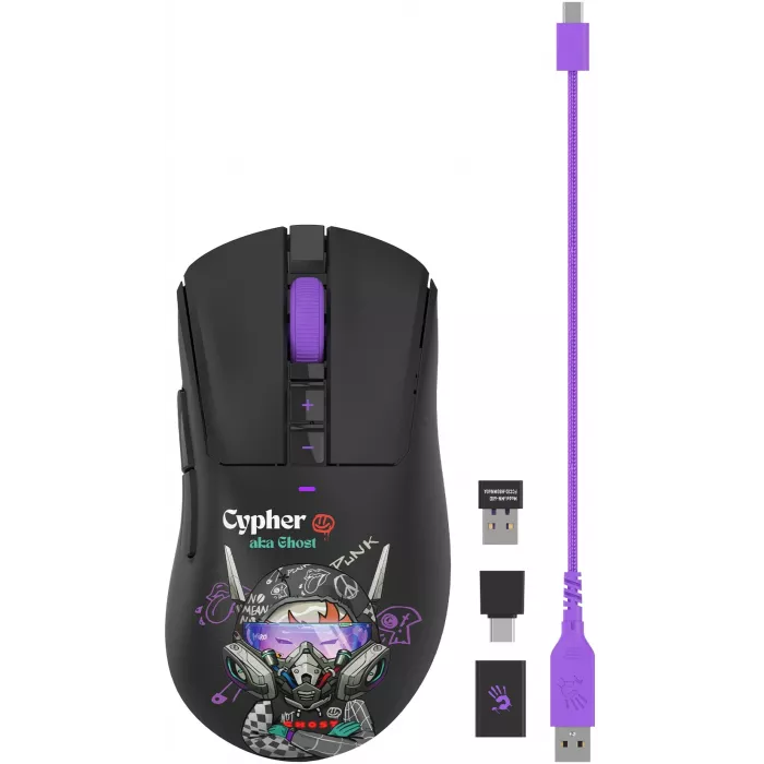 Мышь A4Tech Bloody R73 Pro черный/рисунок оптическая 26000dpi беспров. USB/USB-C 7but (R73 PRO CYPHER GHOST)