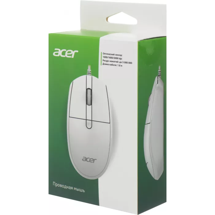 Мышь Acer OMW401 белый оптическая 2000dpi USB 4but (ZL.MCEEE.030)