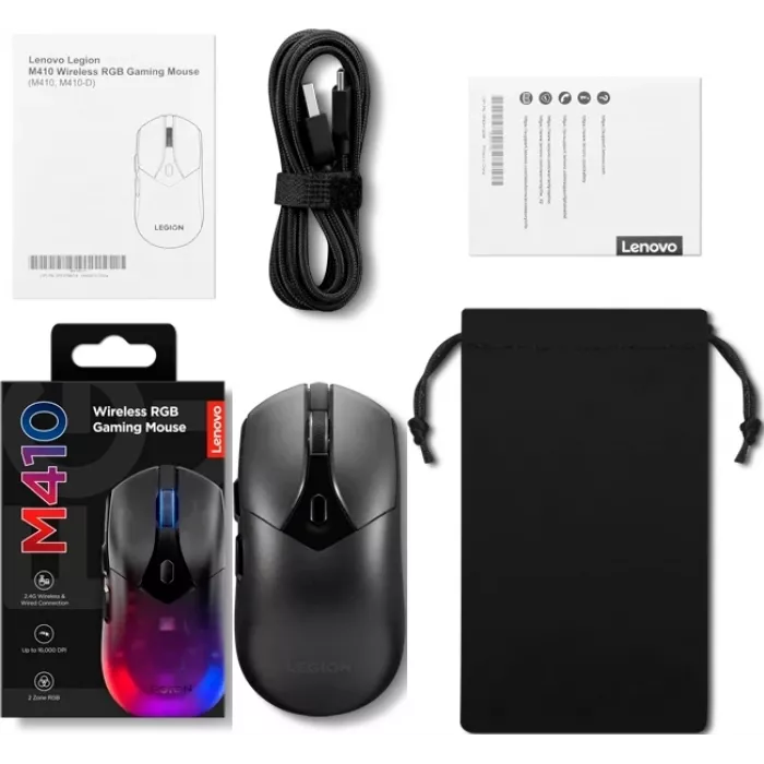 Мышь Lenovo Legion M410 Wireless RGB Gaming черный оптическая 16000dpi беспров. BT/Radio USB 5but (GY51P83012)