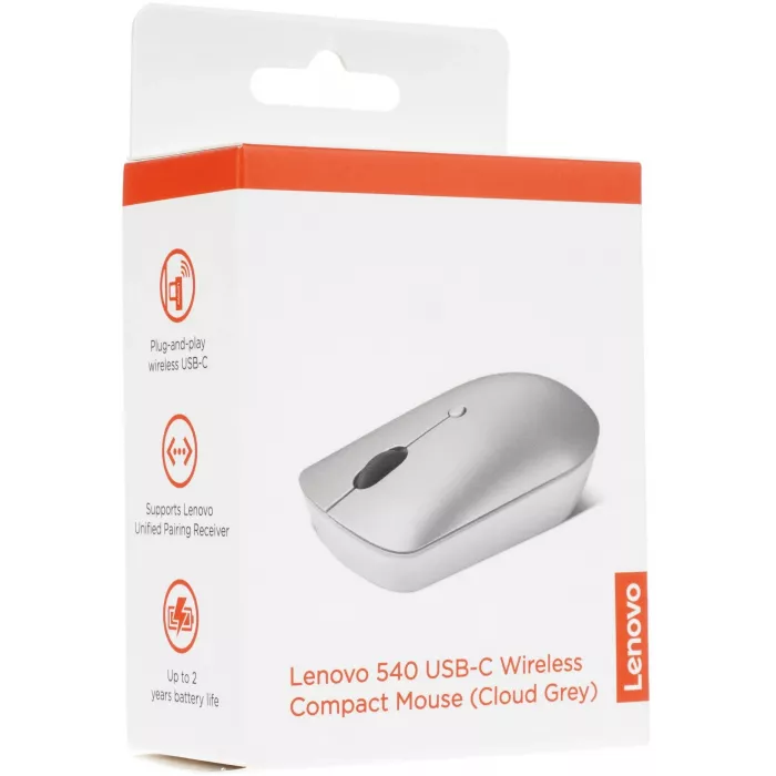 Мышь Lenovo 540 USB-C Wireless Compact светло-серый оптическая 2400dpi беспров. USB-C для ноутбука 3but (GY51D20869)