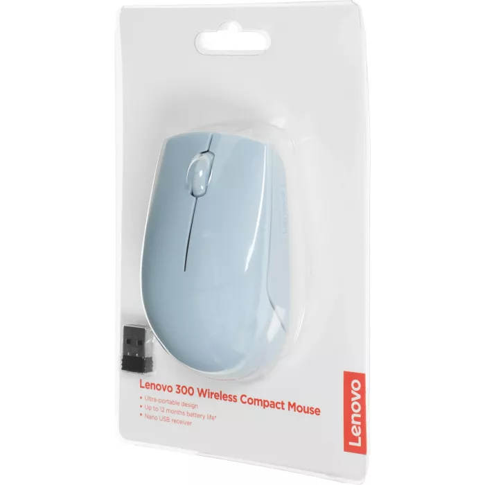 Мышь Lenovo 300 Wireless Compact светло-голубой оптическая 1000dpi беспров. USB 2but (GY51L15679)