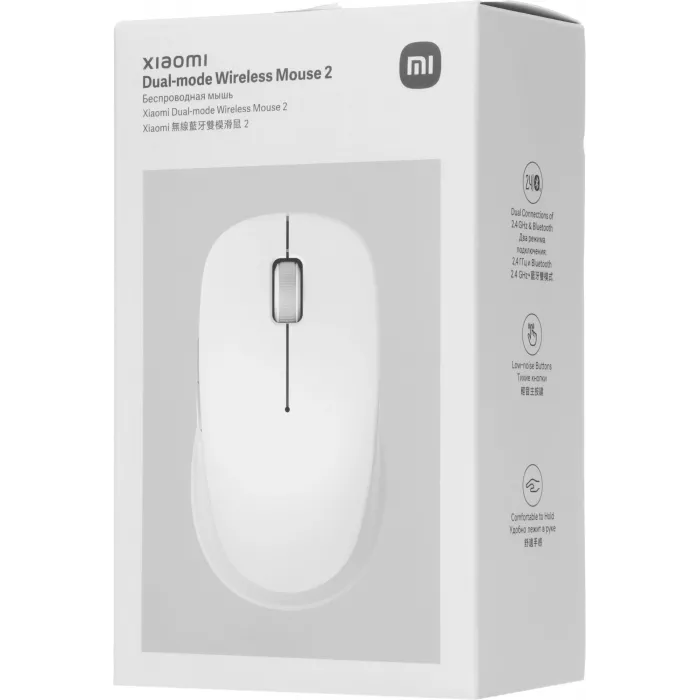 Мышь Xiaomi Dual-mode Wireless Mouse 2 белый оптическая 1200dpi silent беспров. BT/Radio USB для ноутбука 4but (BHR8849GL)