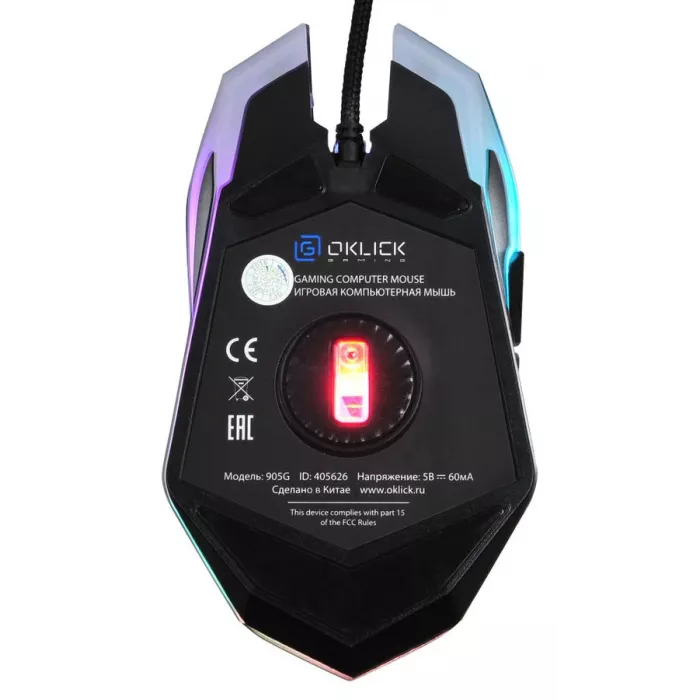 Мышь Оклик 905G INVASION черный оптическая 3600dpi USB для ноутбука 6but (405626)