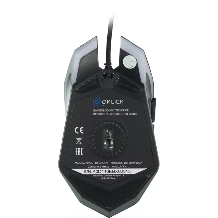 Мышь Оклик 905G INVASION черный оптическая 3600dpi USB для ноутбука 6but (405626)