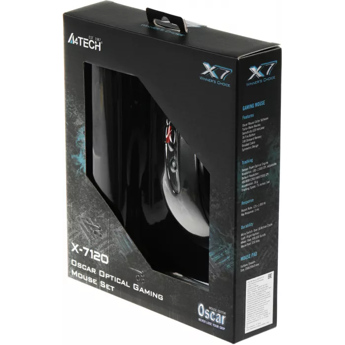 Мышь A4Tech X-7120 черный оптическая 2000dpi USB 7but (X-710BK+X7-200MP)