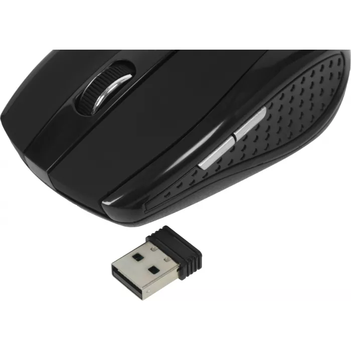 Мышь Оклик 455MW черный оптическая 1600dpi беспров. USB для ноутбука 6but (945818)