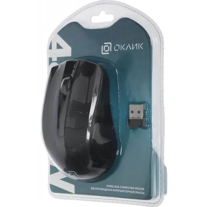 Мышь Оклик 485MW черный оптическая 1600dpi беспров. USB для ноутбука 3but (997819)