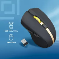 Мышь Оклик 495MW черный/золотистый оптическая 1600dpi беспров. USB для ноутбука 6but (998168)