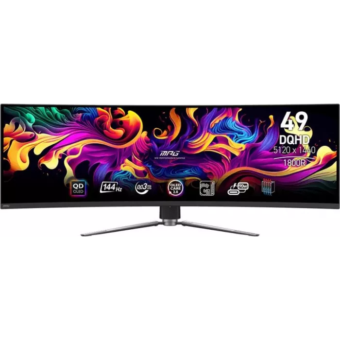 Монитор MSI 49" MPG 491CQP QD-OLED черный QD OLED LED 32:9 HDMI матовая HAS Piv 250cd 178гр/178гр 5120x1440 144Hz DP USB 10.3кг