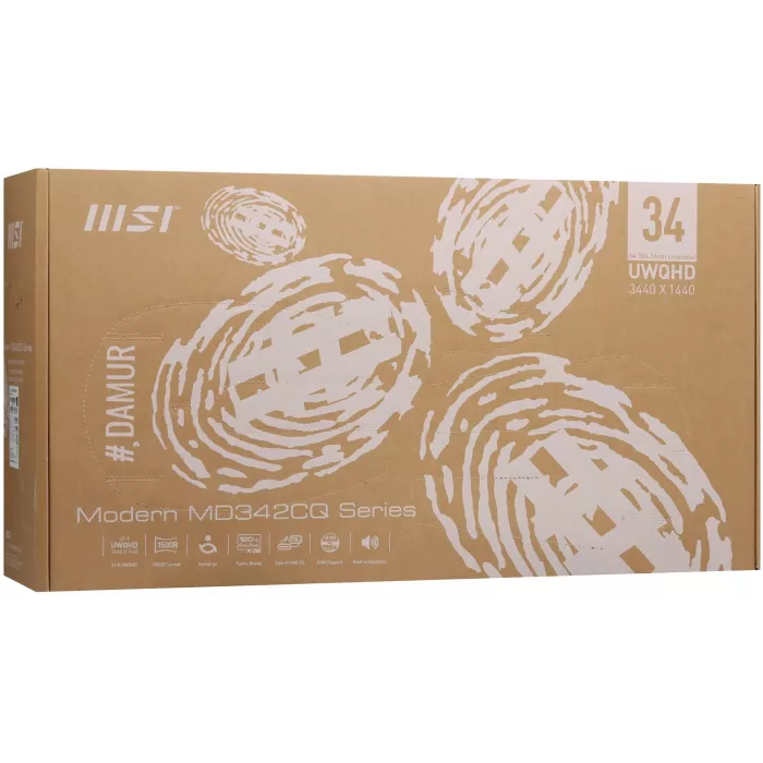 Монитор MSI 34" Modern MD342CQP черный VA LED 21:9 HDMI M/M матовая HAS Piv 3500:1 300cd 178гр/178гр 3440x1440 120Hz DP UW USB 8.05кг