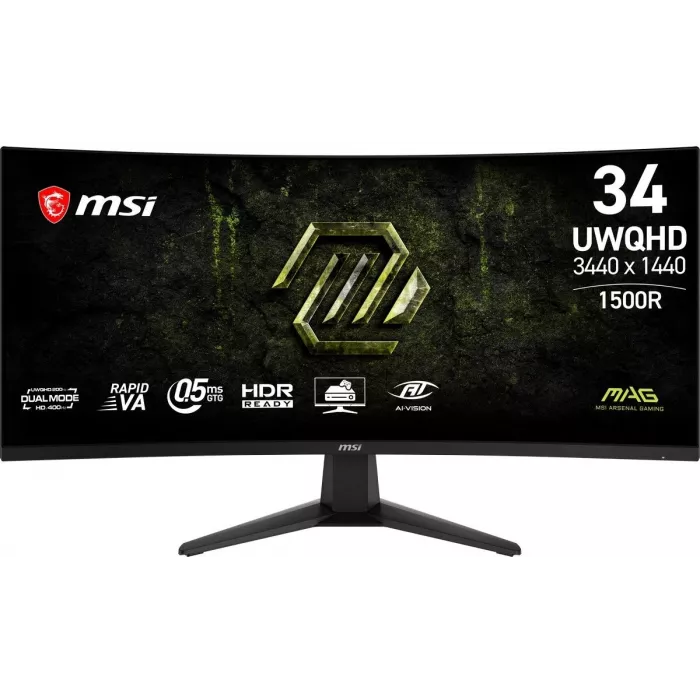 Монитор MSI 34" Mag 346CQDF E20 черный VA LED 21:9 HDMI матовая 300cd 178гр/178гр 3440x1440 200Hz DP 2K 6.37кг