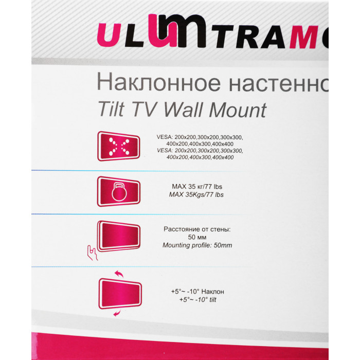 Кронштейн для телевизора Ultramounts UM833T черный 32"-55" макс.35кг настенный наклон