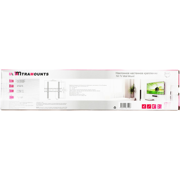 Кронштейн для телевизора Ultramounts UM833T черный 32"-55" макс.35кг настенный наклон