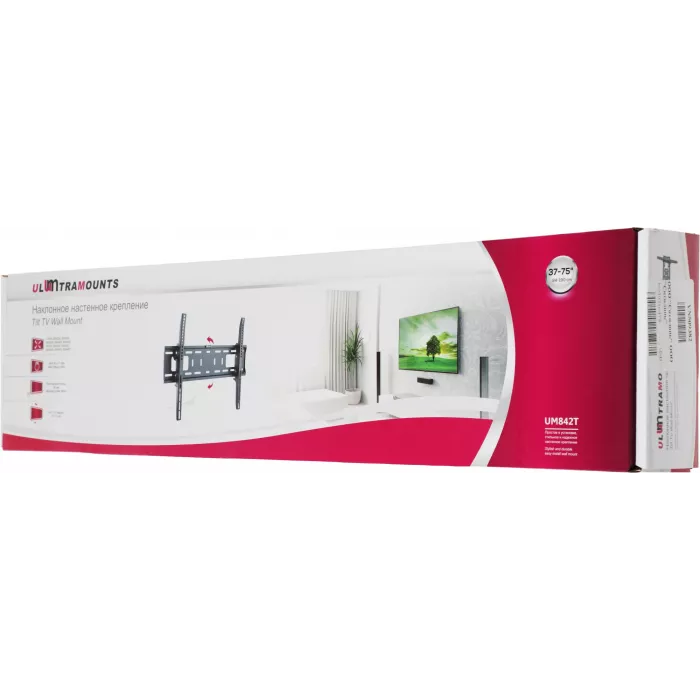 Кронштейн для телевизора Ultramounts UM842T черный 37"-75" макс.50кг настенный наклон