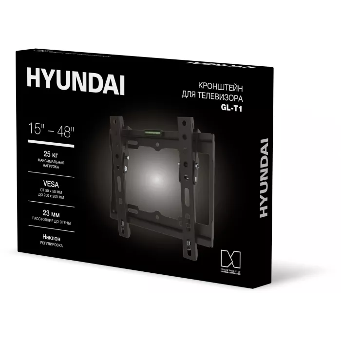 Кронштейн для телевизора Hyundai GL-T1 черный 15"-48" макс.25кг настенный наклон