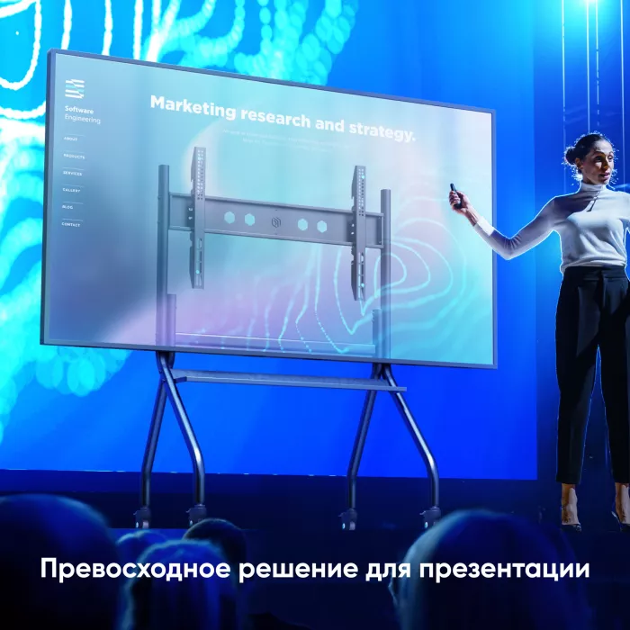Стойка для телевизора Onkron TS2080 черный 60"-120" макс.150кг напольный мобильный