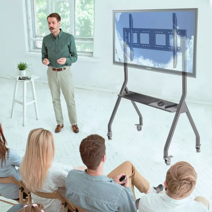 Стойка для телевизора Kromax OMEGA-12 серебристый 32"-120" макс.80кг напольный