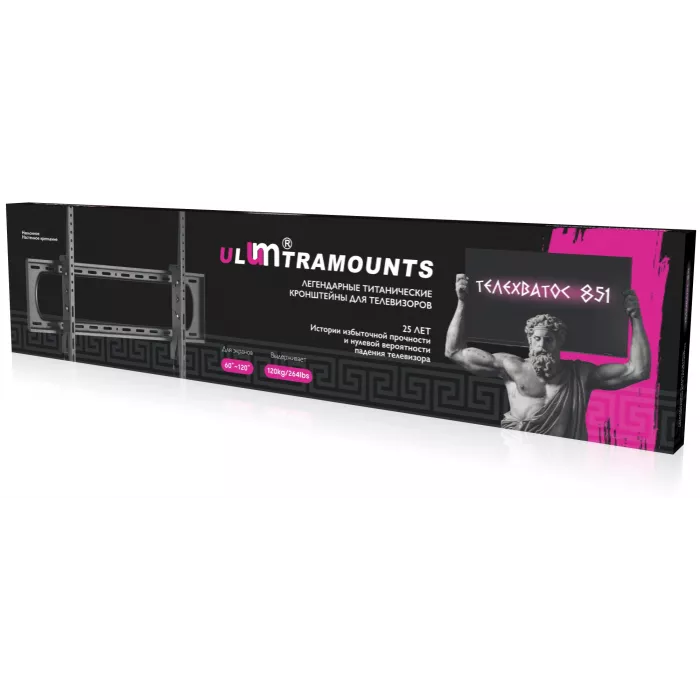 Кронштейн для телевизора Ultramounts UM851T черный 60"-120" макс.120кг настенный наклон