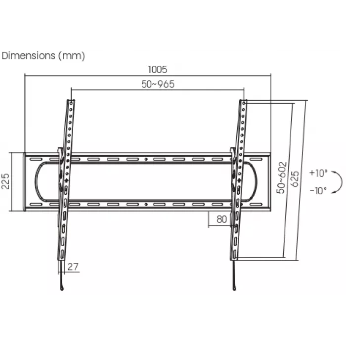 Кронштейн для телевизора Ultramounts UM851T черный 60"-120" макс.120кг настенный наклон