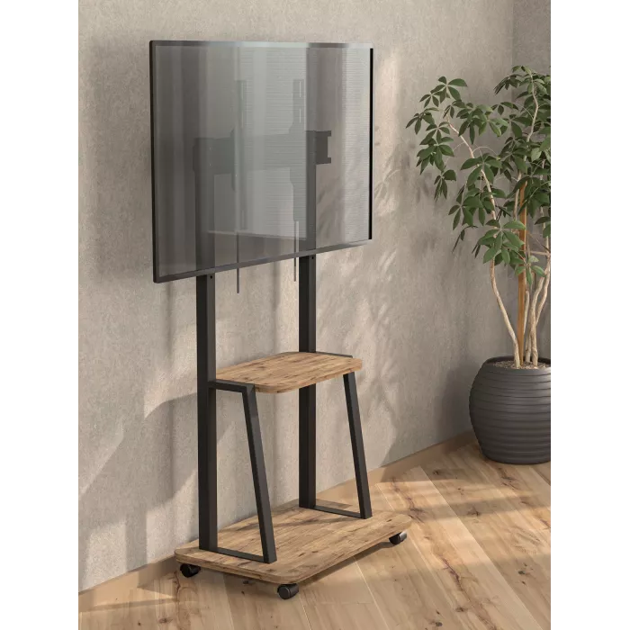 Стойка для телевизора Holder PR-108 черный/дуб 32"-65" макс.40кг напольный мобильный