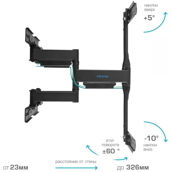 Кронштейн для телевизора Kromax Ultra Slim-101 черный 21"-70" макс.45кг настенный поворот и наклон