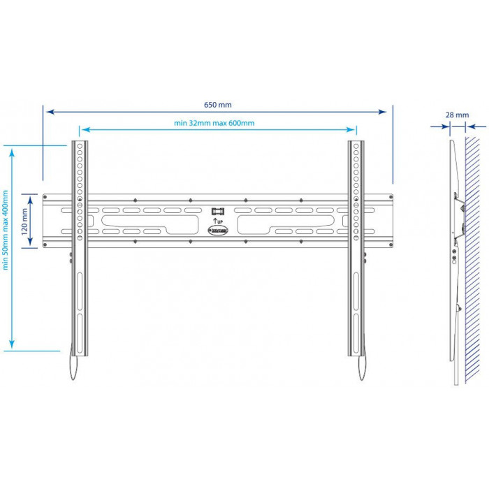 Кронштейн для телевизора Kromax FLAT-1 черный 32"-90" макс.65кг настенный фиксированный