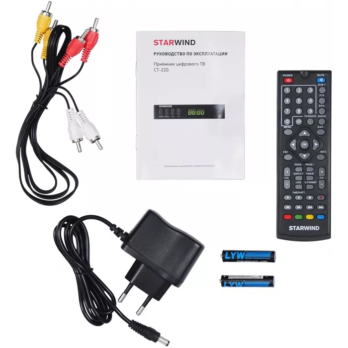 Ресивер DVB-T2 Starwind CT-220 черный